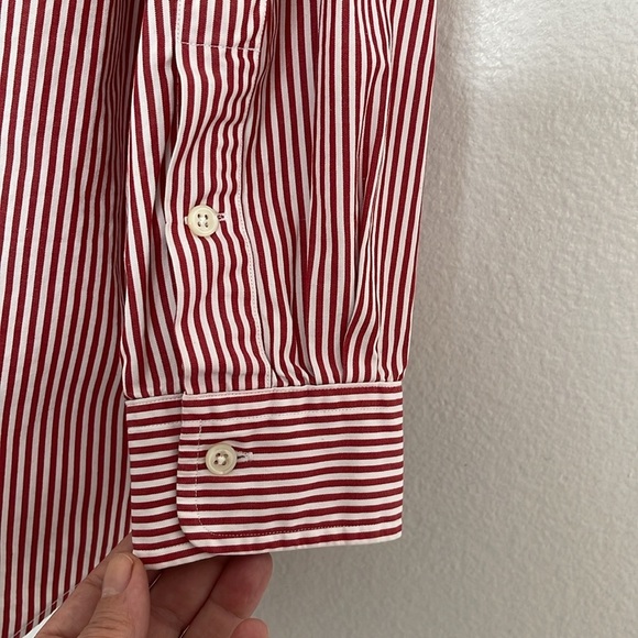 Vintage Ralph Lauren Contrast Collar Large Red Striped Cotton Button-Down Shirt - Picture 5 of 6